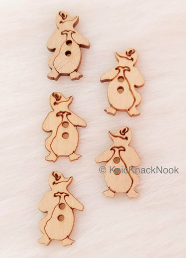 Wood Penguin Buttons